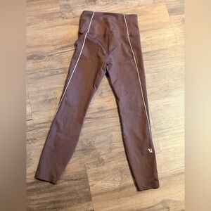 Brown Vuori Leggings with White Accents